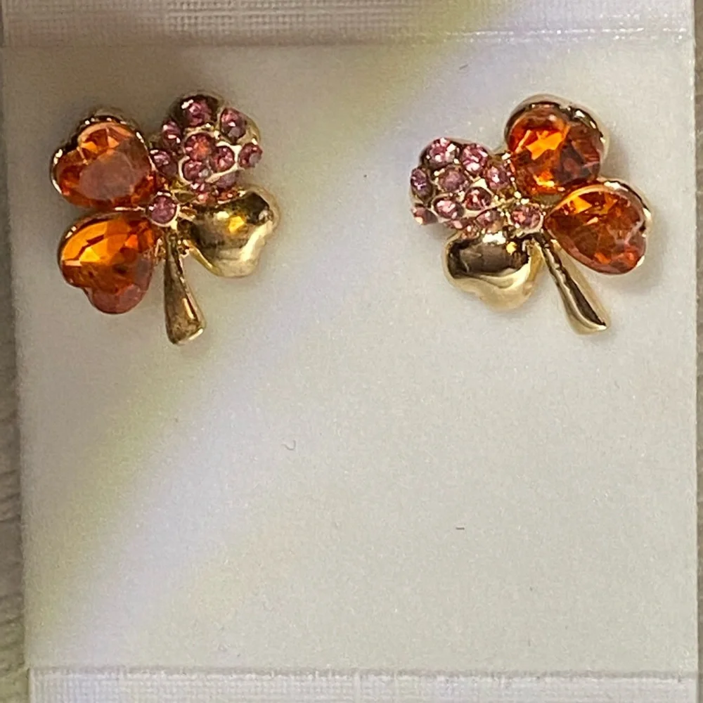 Orange Shamrock Earrings